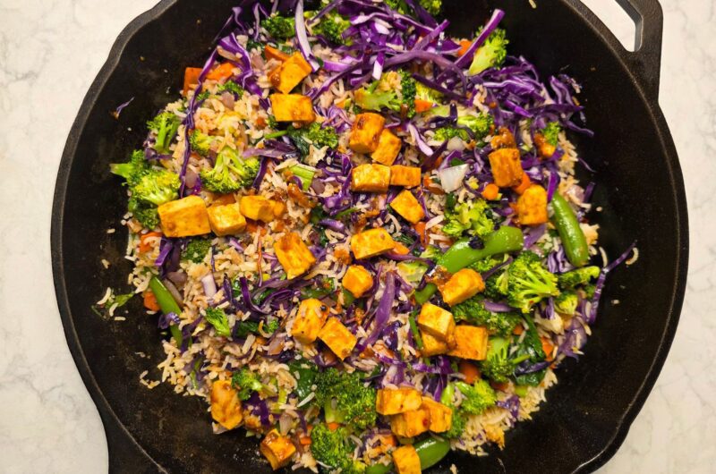 Veggie Fried Rice with Sesame Ginger Tofu